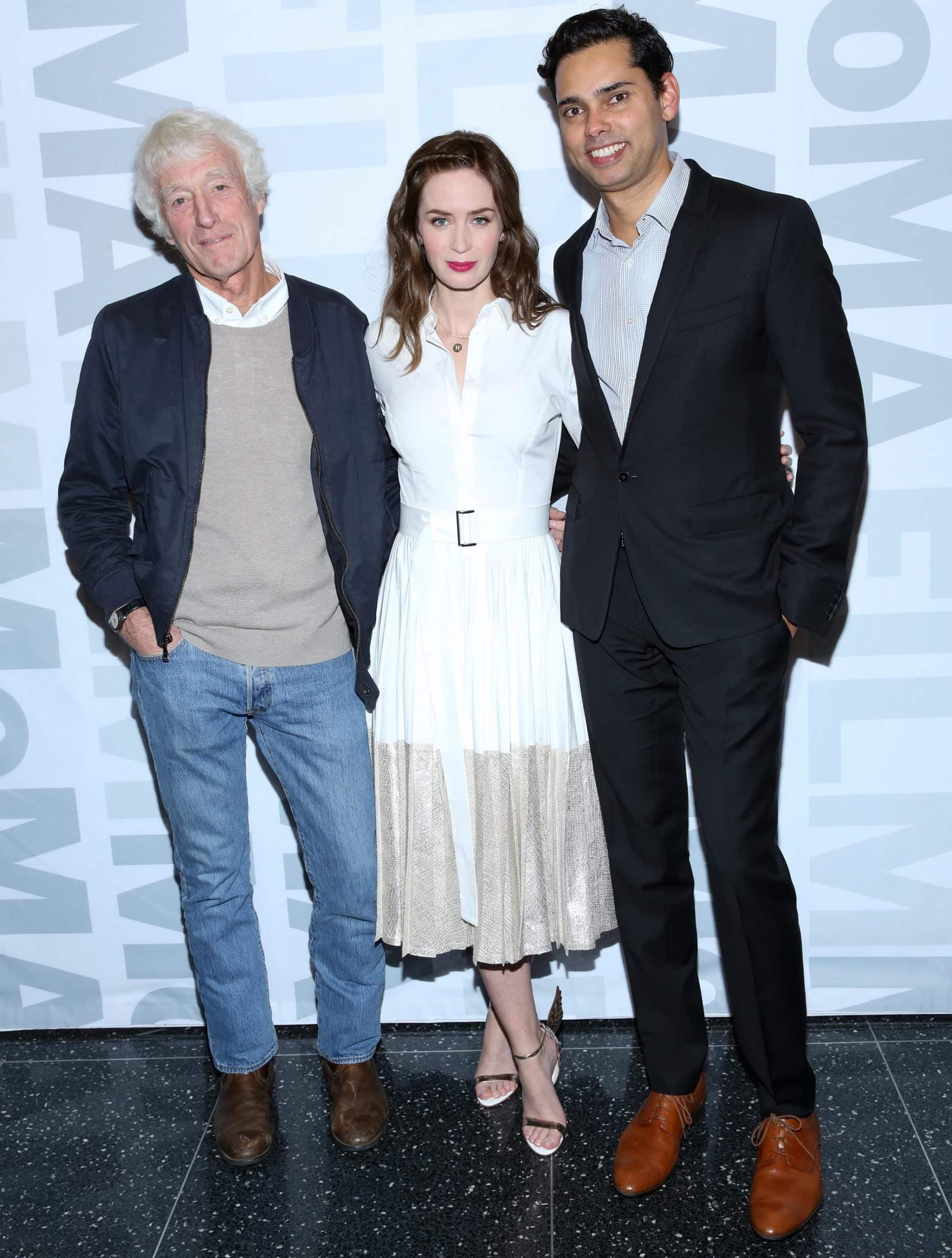 Roger Deakins, Emily Blunt, and MoMA Chief Curator of Film Rajendra Roy attend "Sicario" New York Screening