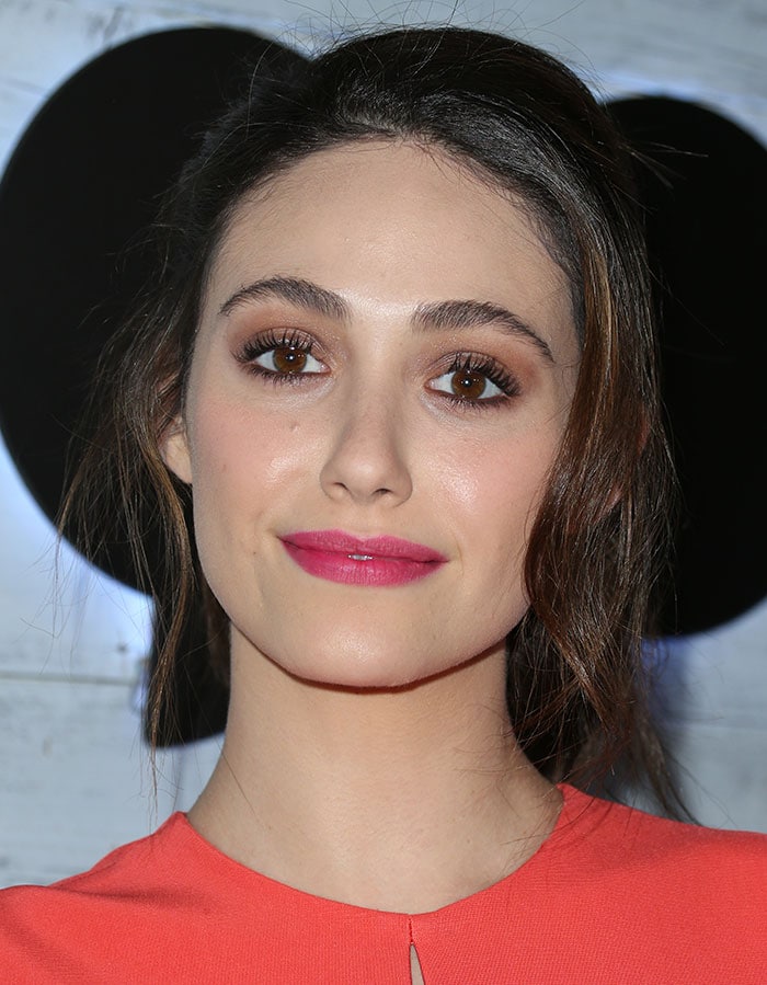 Emmy Rossum with a loose ponytail at the VIP sneak peek at Verizon's go90 app