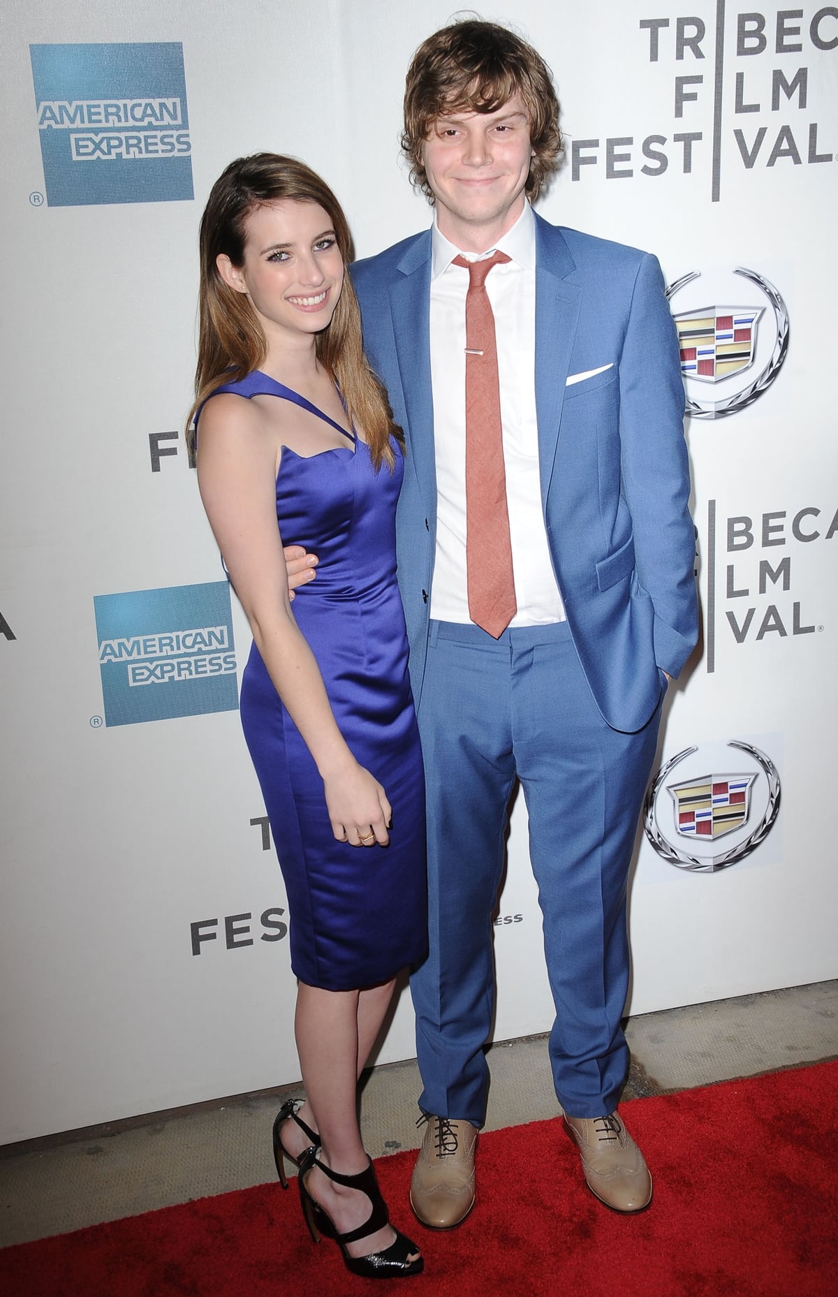 Actors Evan Peters and Emma Roberts attend the "Adult World" premiere after party during the 2013 Tribeca Film Festival