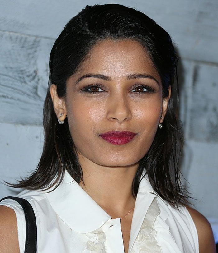 Freida Pinto at the VIP sneak peek at Verizon's go90 app held at the Wallis Annenberg Center for the Performing Arts in Los Angeles on September 24, 2015