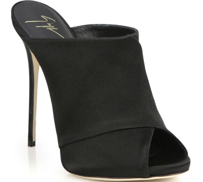 Giuseppe Zanotti Crisscross Satin Mule Sandals Black