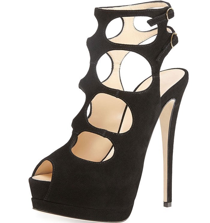 Giuseppe Zanotti Suede Cutout Platform Sandals