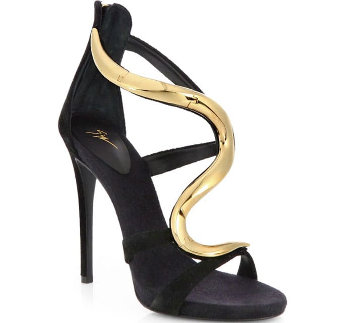 Giuseppe Zanotti Suede and Lacquered Metal Sandals