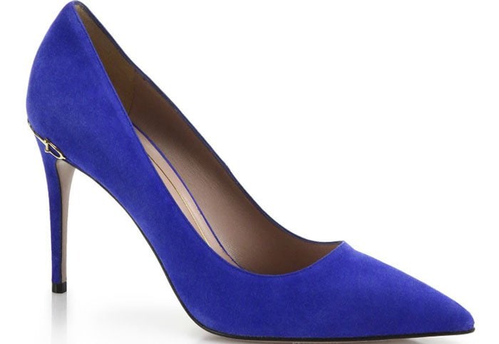 Gucci Adina Horsebit Suede Pumps Blue