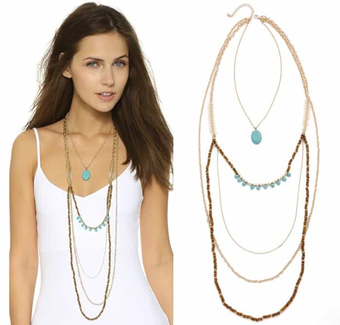 A Jules Smith multi-strand necklace, accented with rich turquoise beads