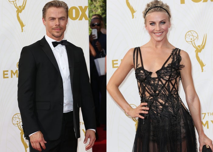 Julianne Hough and her brother, Derek, pose at the Emmys