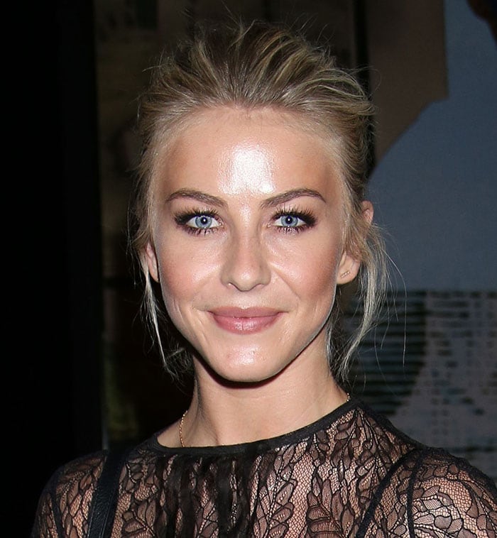 Julianne Hough shows off her long eyelashes as she smiles for a photo