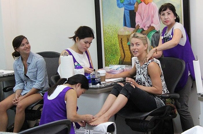 Julianne Hough treating herself to a manicure and pedicure