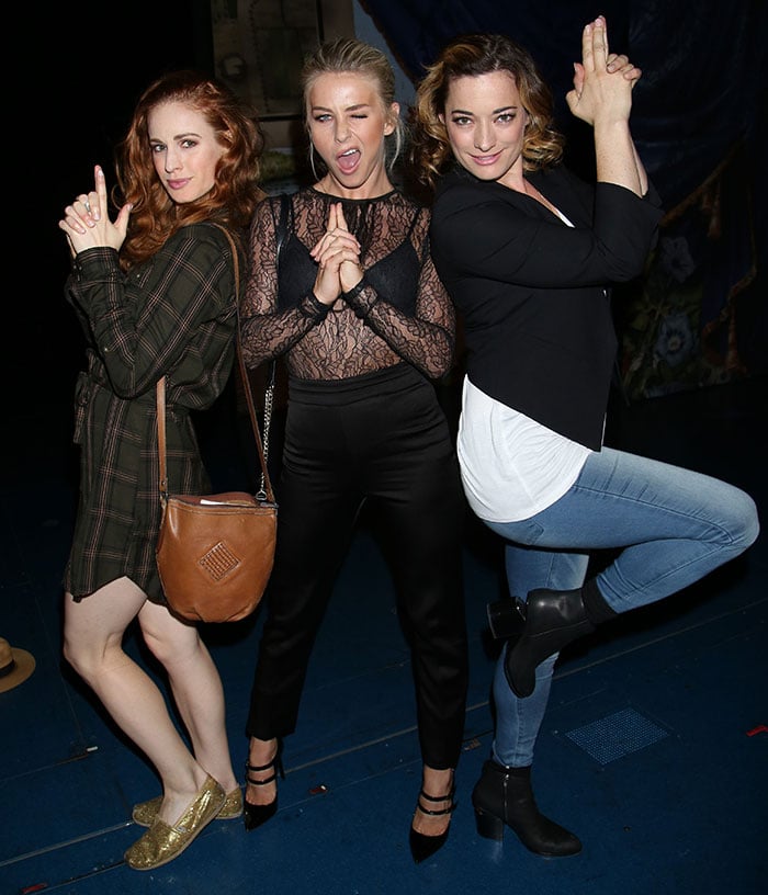 Julianne Hough visits Laura Michelle Kelly and Teal Wicks, cast members of the Broadway musical "Finding Neverland"