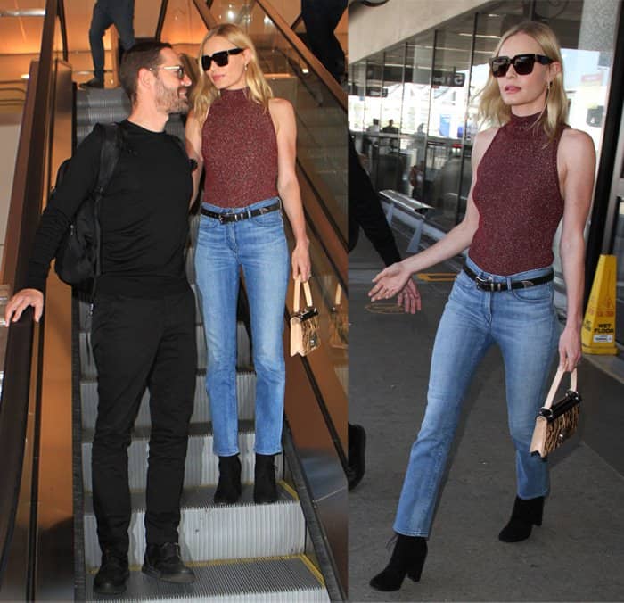 Kate Bosworth and husband Michael Polish at Los Angeles International Airport (LAX) in California on September 3, 2015