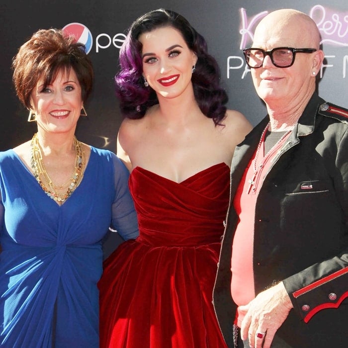 Katy Perry with her parents, Pentecostal pastors Mary Christine (née Perry) and Maurice Keith Hudson