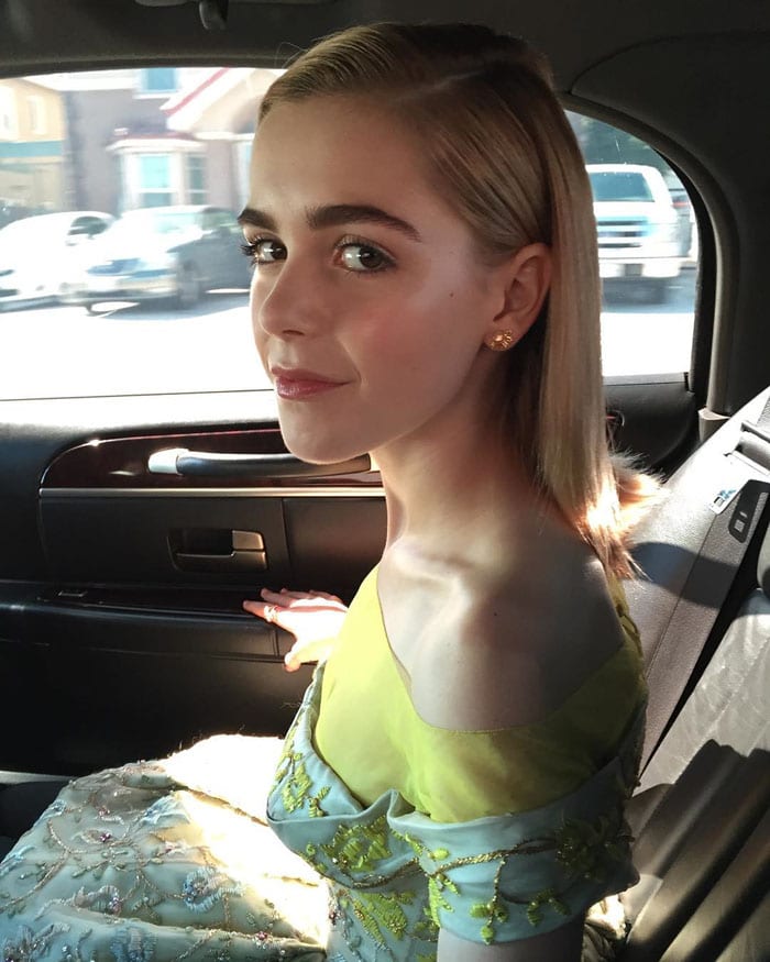 Kiernan Shipka shares her car ride to the event on Teen Vogue's Instagram