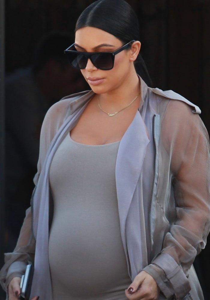 A heavily pregnant Kim Kardashian strolls through Sherman Oaks