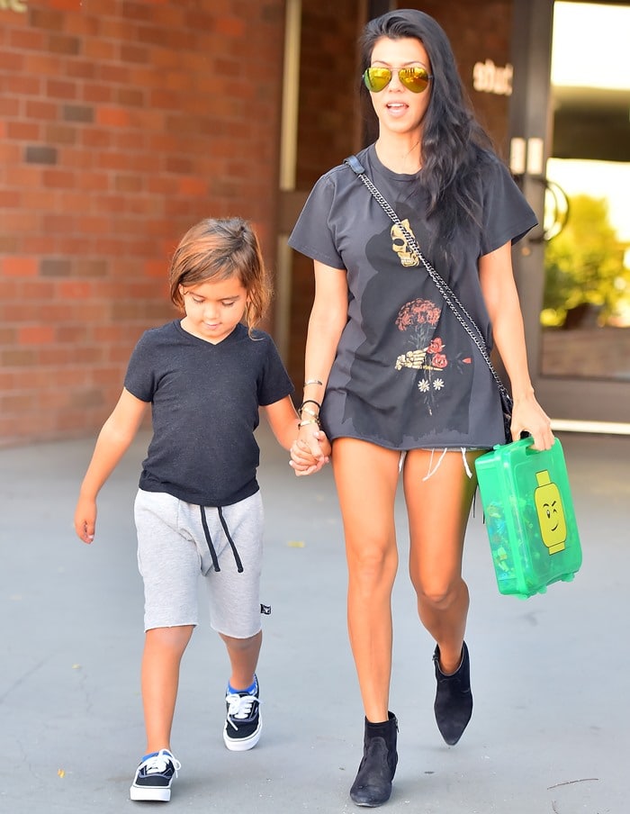 Kourtney Kardashian out with her son Mason in Calabasas on September 26, 2015