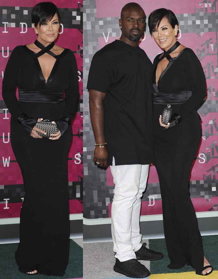 Kris Jenner finishes off her all-black outfit with a Bottega Veneta clutch