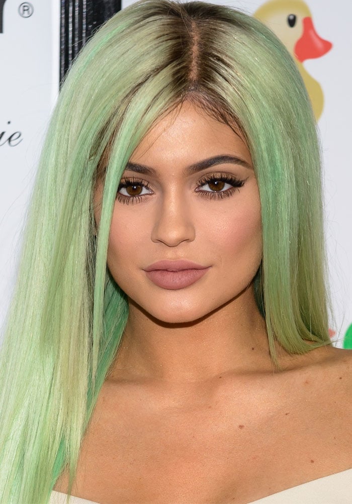 Kylie Jenner's long mint green hair the grand opening of the Sugar Factory American Brasserie
