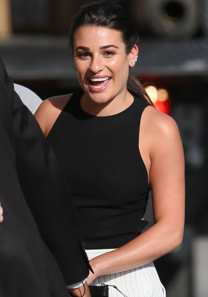 Lea Michele arrives at ABC studios for "Jimmy Kimmel Live!"