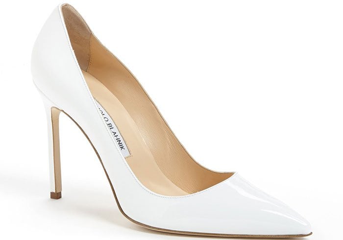 Manolo Blahnik BB Pointed Toe Pumps White Patent