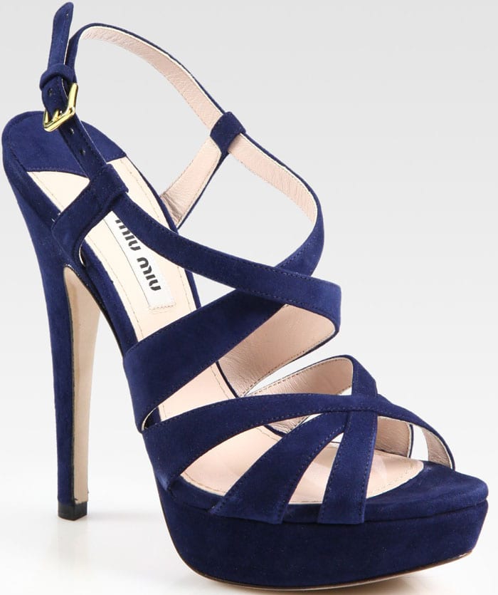 Miu Miu Criss-Cross Suede Platform Sandals