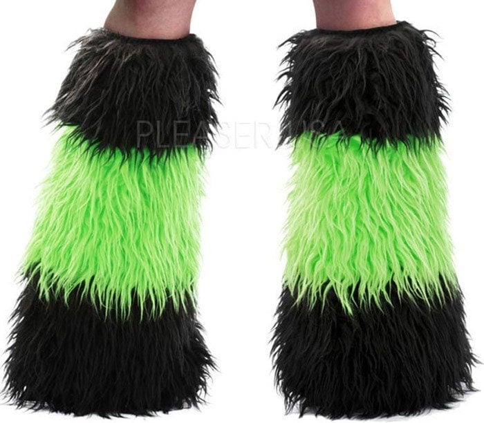 Pleaser Neon Monster Fur Furry Leg Warmers Boots