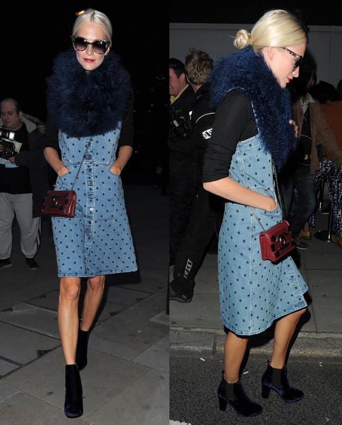 Poppy Delevingne adds a touch of elegance with her mini Chanel purse at the House of Holland show, London Fashion Week