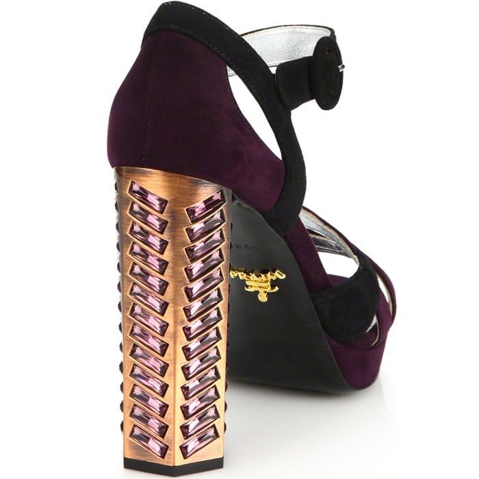 Prada Purple Jeweled Suede Sandals