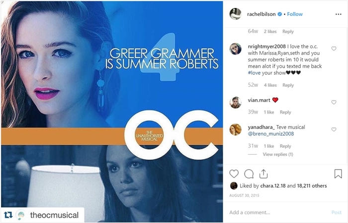 Rachel Bilson promoting the one-night-only The Unauthorized O.C. Musical