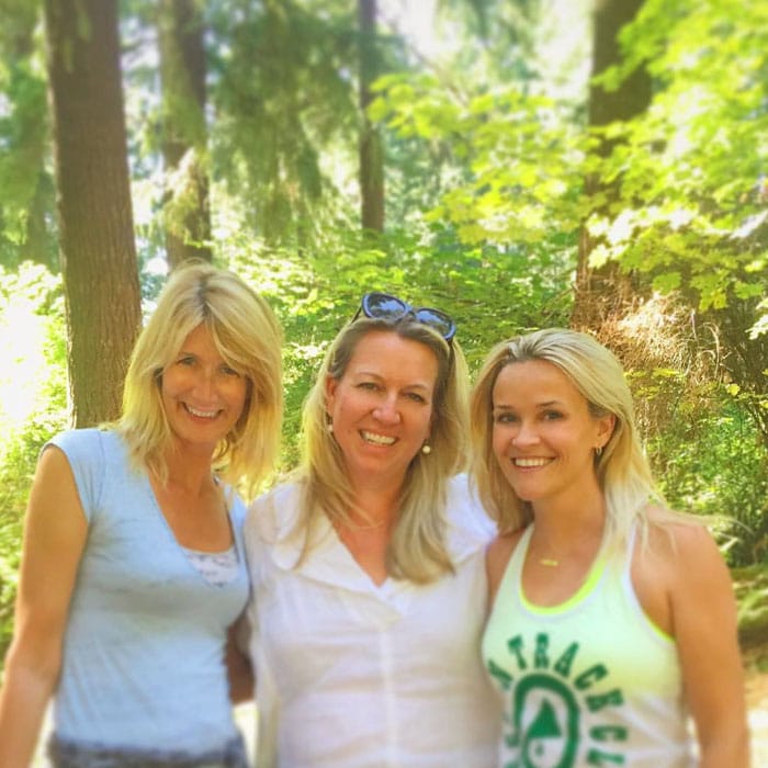 Reese Witherspoon poses with Wild co-star Laura Dern and author Cheryl Strayed