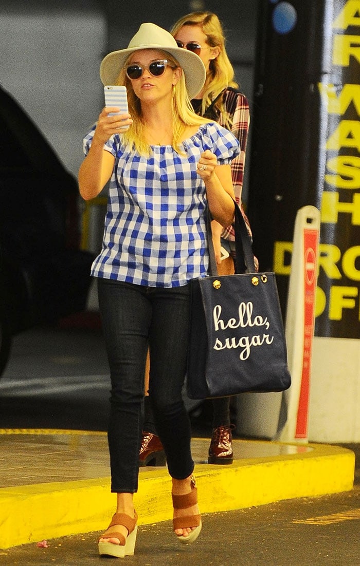 Reese Witherspoon with daughter Ava at Westside Pavilion in West Los Angeles