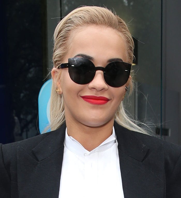 Rita Ora's black Retrosuperfuture sunglasses