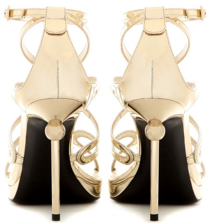 Roger Vivier Ondulation metallic leather sandals heel