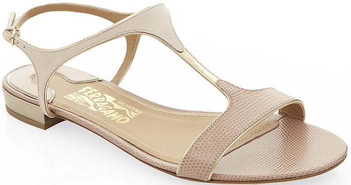 Salvatore Ferragamo Mix T-Bar Leather Sandals