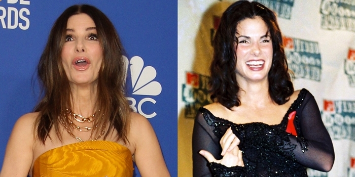 Sandra Bullock at the 2020 Golden Globe Awards and at the 1994 MTV Video Music Awards