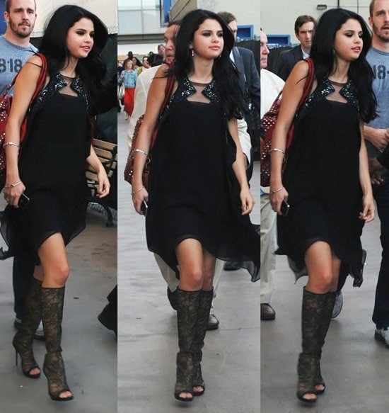 Selena Gomez wears an Amen dress outside El Capitan Theatre in Los Angeles