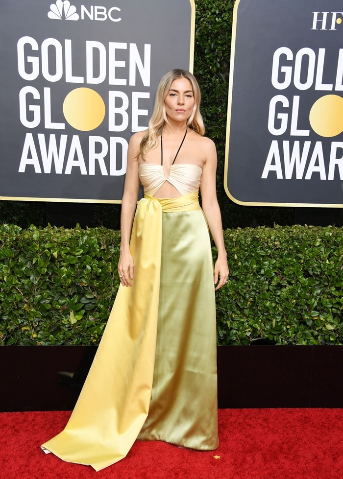 Sienna Miller wearing Gucci with Forevermark jewelry at the 2020 Golden Globe Awards