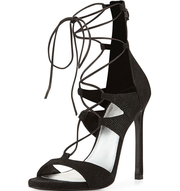 Stuart Weitzman Leg Wrap Suede Sandals Black