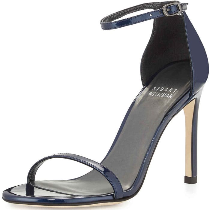 Stuart Weitzman "Nudistsong" Patent Leather Sandal in Jet Blue