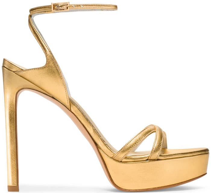 Stuart Weitzman Bebare Sandals in Gold Nappa