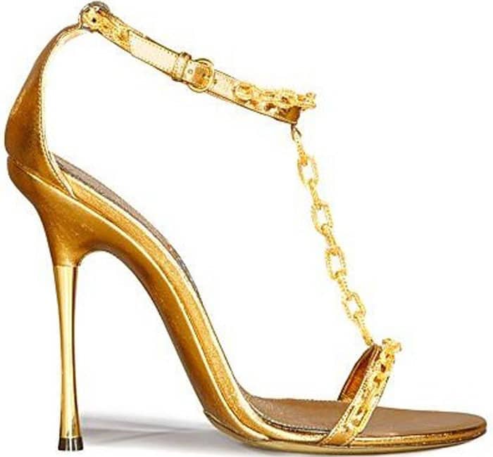 Tom Ford Gold Chain T-Strap Sandals