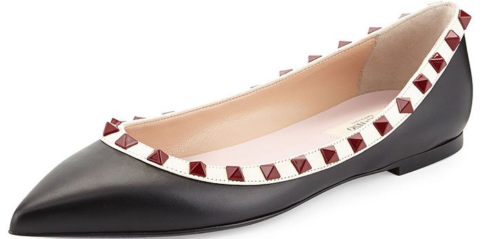 Valentino Rockstud Ballerina Flats Lacquered