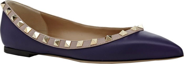 Valentino Rockstud Ballerina Flats Purple