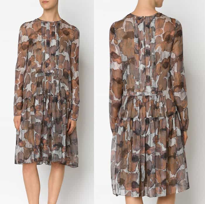 Vera Wang Poppy Print Gauze Dress