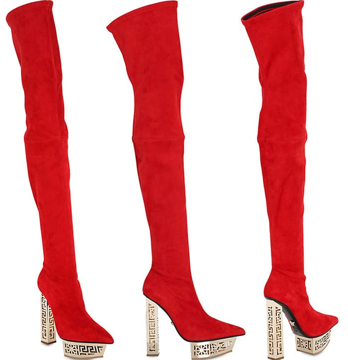 Versace Suede Over-the-Knee Platform Boots