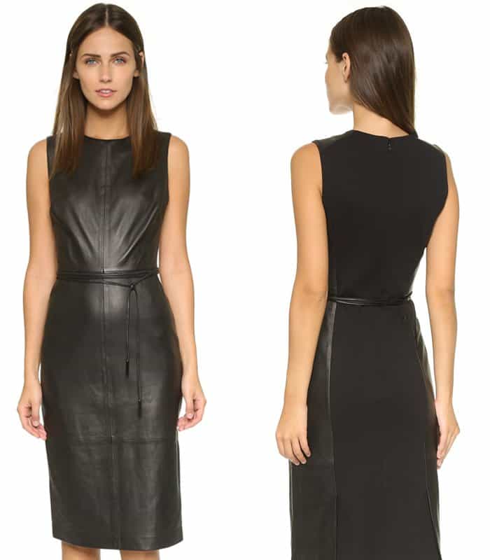 Vince Leather Belted Dress