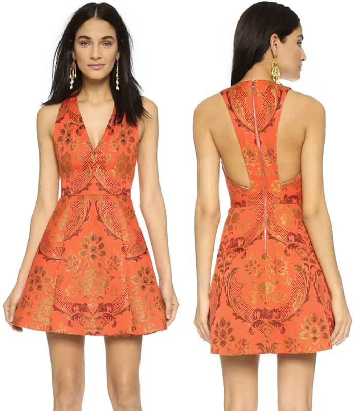 alice + olivia Mollie Deep V Dress