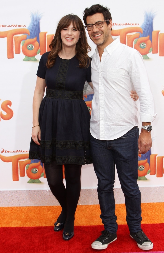 Actress Zooey Deschanel and her husband Jacob Pechenik