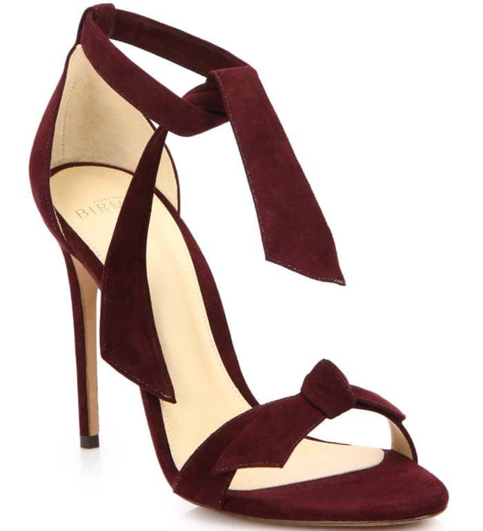 Alexandre Birman Clarita Burgundy Suede Ankle-Tie Sandals