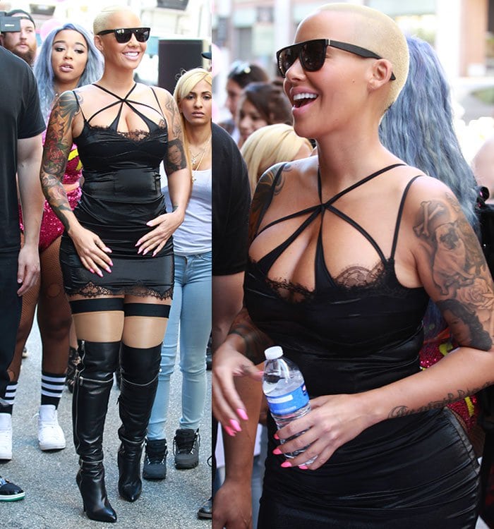 Amber Rose wearing a revealing outfit as she attends The Amber Rose SlutWalk in Los Angeles on October 3, 2015