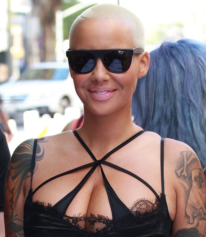 Amber Rose wearing a revealing outfit as she attends The Amber Rose SlutWalk in Los Angeles on October 3, 2015