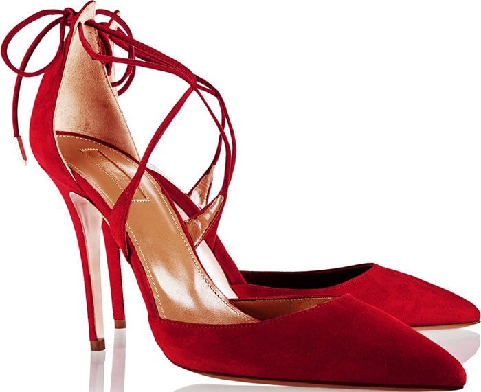 Aquazzura Matilde Red Lace-Up Pumps